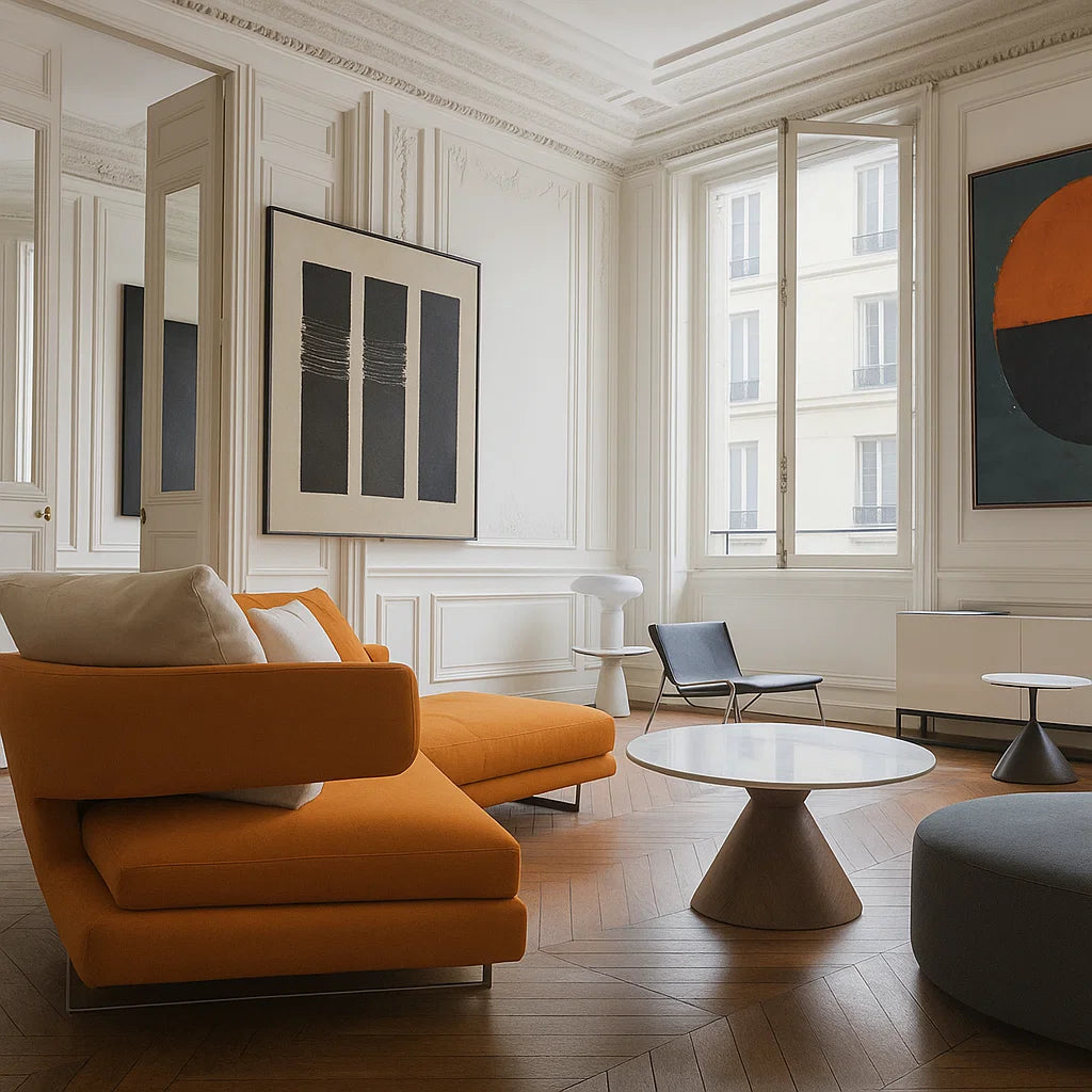 Veyric (SF12046) - Italian Minimalist Custom Sofa Bespoke in Leather & Fabric picket and rail