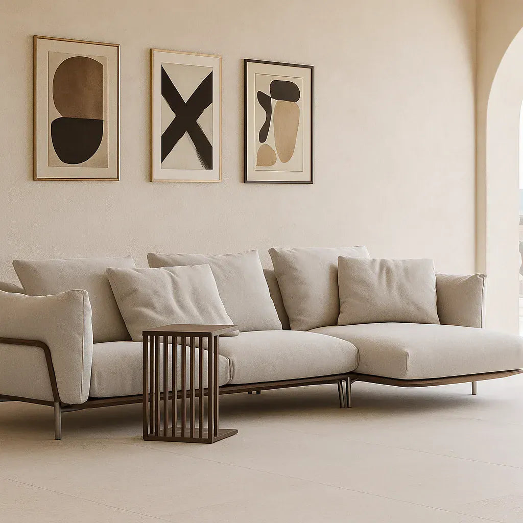 Virelli (SF-12036) - Italian Minimalist Custom Sofa Bespoke in Leather & Fabric picket and rail