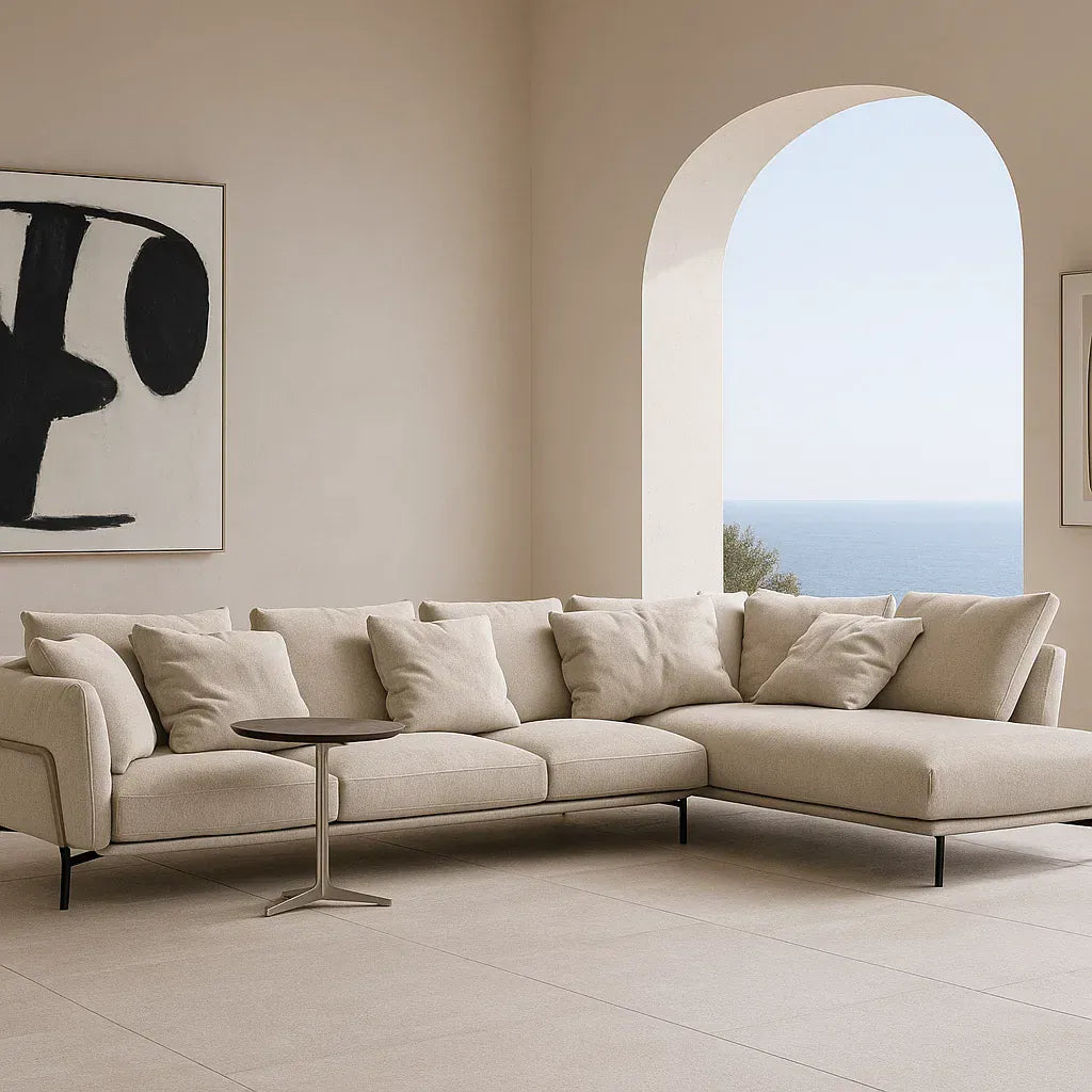 Virelli (SF-12036) - Italian Minimalist Custom Sofa Bespoke in Leather & Fabric picket and rail