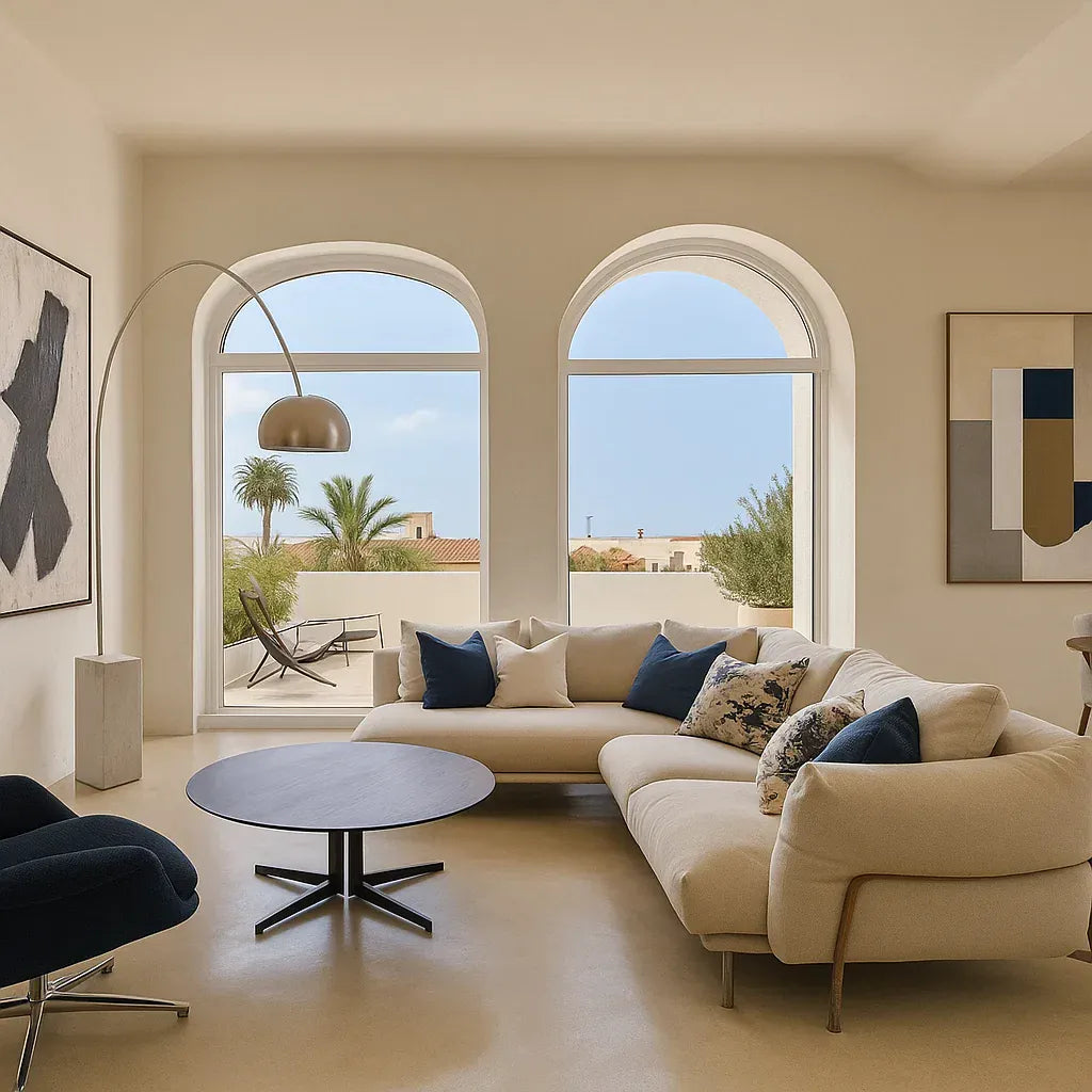 Virelli (SF-12036) - Italian Minimalist Custom Sofa Bespoke in Leather & Fabric picket and rail