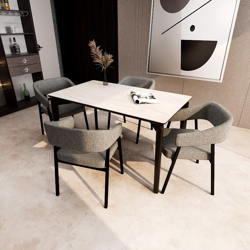 Vistal Stone Series - Clodius Minimalist Design 1.4m Dining Table Set with Sintered Stone Table Top 4-Seater/6-Seater picket and rail