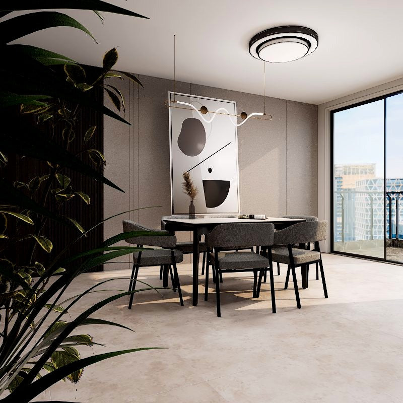 Vistal Stone Series - Clodius Minimalist Design 1.4m Dining Table Set with Sintered Stone Table Top 4-Seater/6-Seater picket and rail