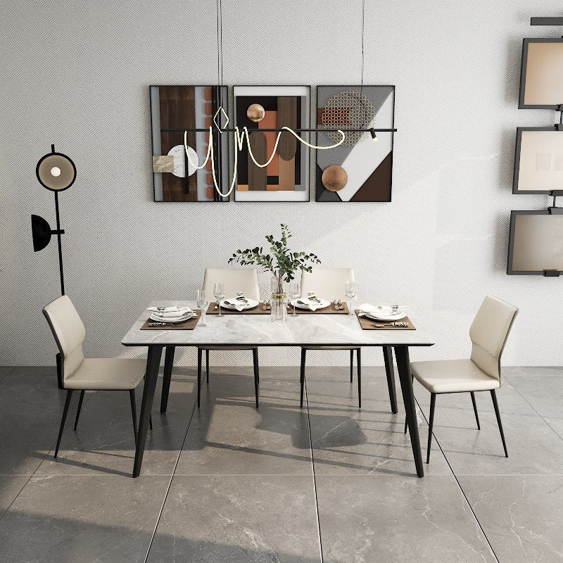 Vistal Stone Series - Gaia Minimalist Design 1.6m Dining Table Set with Sintered Stone Table Top 4-Seater/6-Seater picket and rail