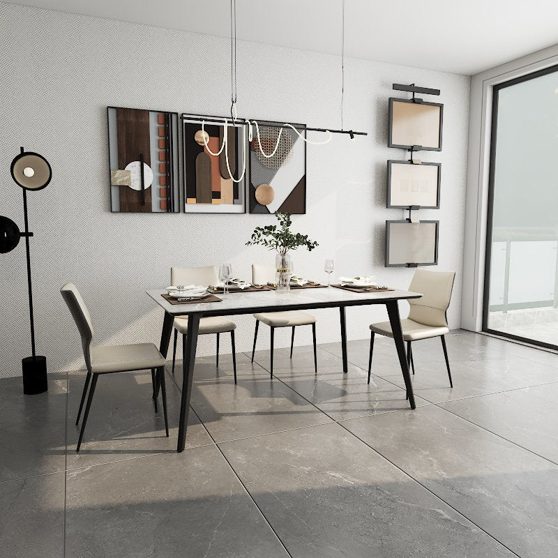 Vistal Stone Series - Gaia Minimalist Design 1.6m Dining Table Set with Sintered Stone Table Top 4-Seater/6-Seater picket and rail