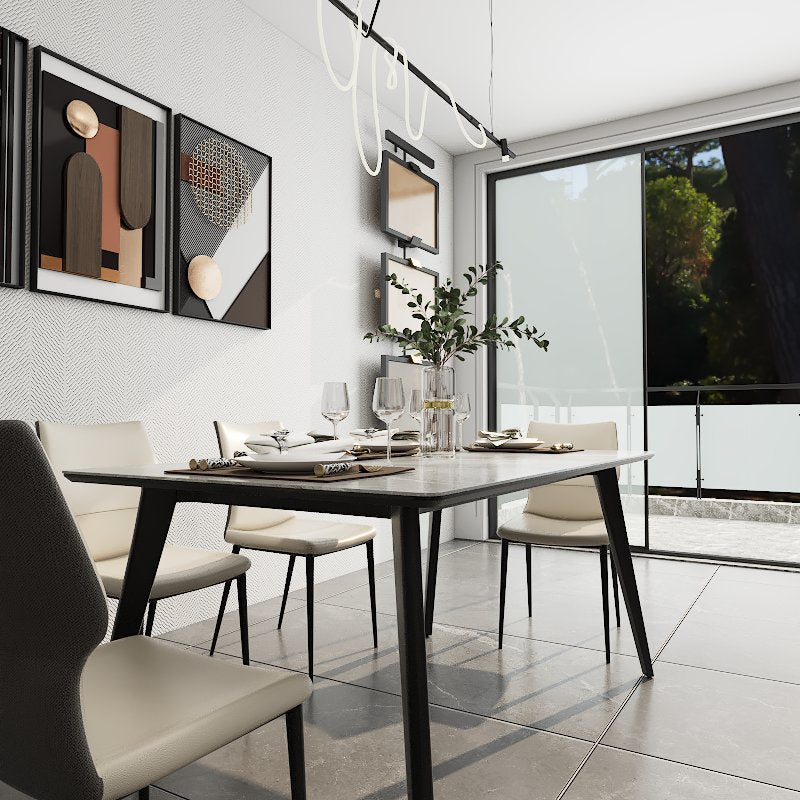 Vistal Stone Series - Gaia Minimalist Design 1.6m Dining Table Set with Sintered Stone Table Top 4-Seater/6-Seater picket and rail