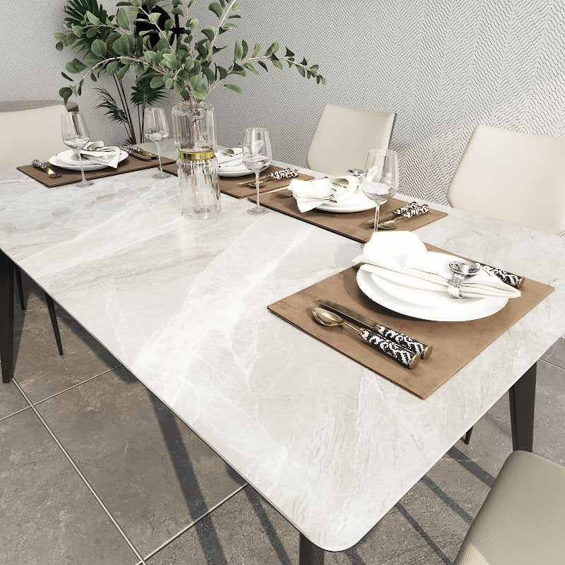 Vistal Stone Series - Gaia Minimalist Design 1.6m Dining Table Set with Sintered Stone Table Top 4-Seater/6-Seater picket and rail
