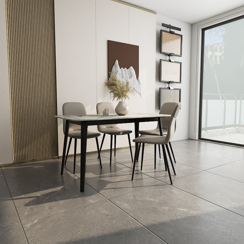 Vistal Stone Series - Herben Minimalist Design 1.4m Dining Table Set with Sintered Stone Table Top 4-Seater/6-Seater picket and rail
