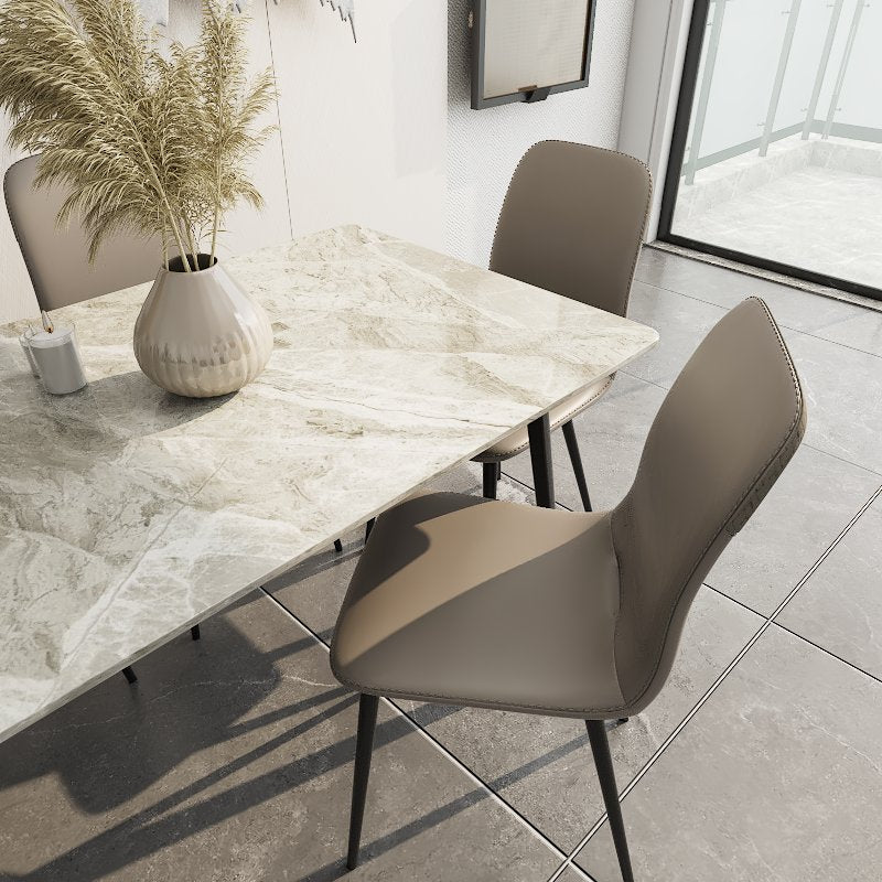 Vistal Stone Series - Herben Minimalist Design 1.4m Dining Table Set with Sintered Stone Table Top 4-Seater/6-Seater picket and rail