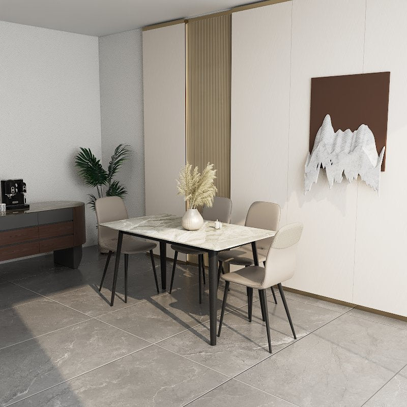 Vistal Stone Series - Herben Minimalist Design 1.4m Dining Table Set with Sintered Stone Table Top 4-Seater/6-Seater picket and rail