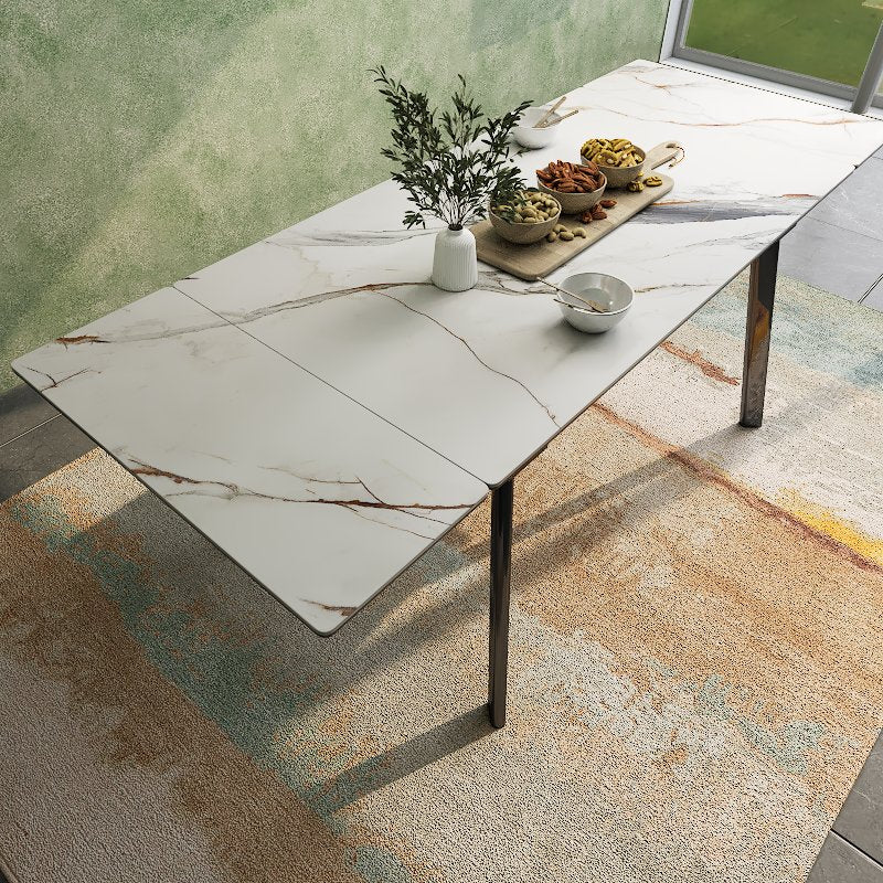 Vistal Stone Series - Luigi Minimalist Design Extendable Dining Table 1.3m/1.9m with Sintered Stone Table Top picket and rail