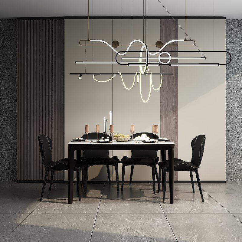 Vistal Stone Series - ZJ Minimalist Design 1.4m Dining Table Set with Sintered Stone Table Top 4-Seater/6-Seater picket and rail