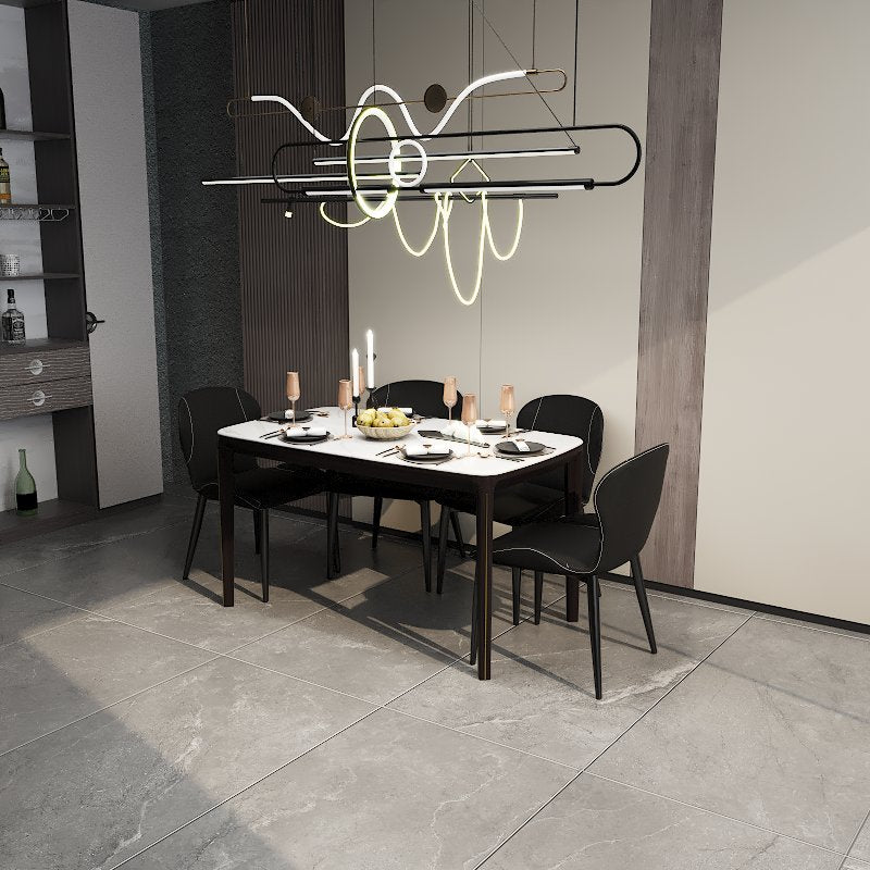 Vistal Stone Series - ZJ Minimalist Design 1.4m Dining Table Set with Sintered Stone Table Top 4-Seater/6-Seater picket and rail