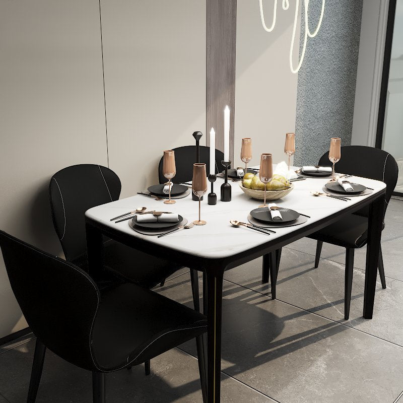 Vistal Stone Series - ZJ Minimalist Design 1.4m Dining Table Set with Sintered Stone Table Top 4-Seater/6-Seater picket and rail