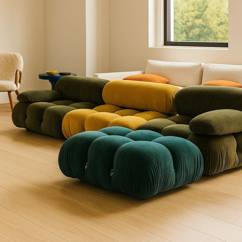 Volondra (THM-01) - Italian Minimalist Custom Sofa Bespoke in Leather & Fabric picket and rail