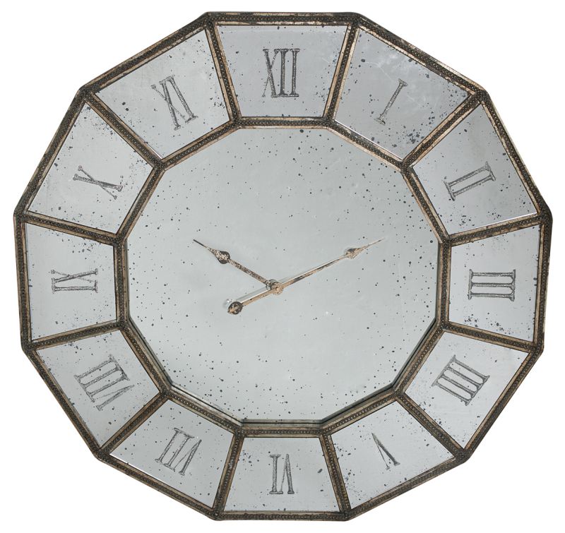 Wall Decoratives - Colossal Mirrored Clock (32642) picket and rail