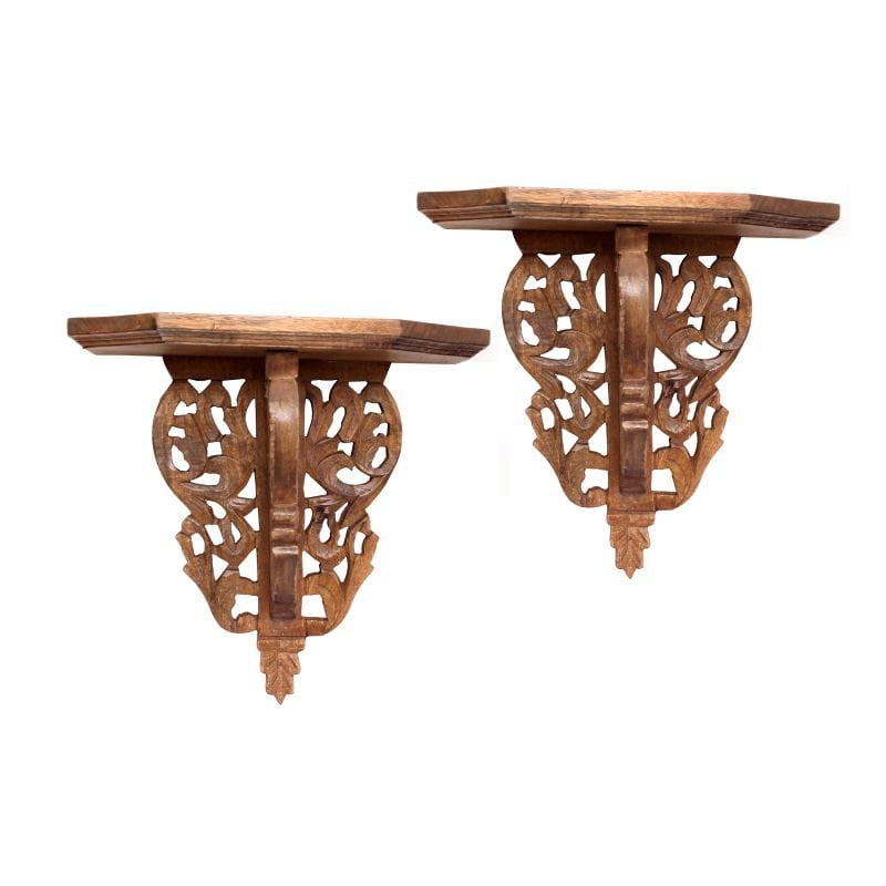 Wall Decoratives - Wall Accent Set of 2 (44617-BROWN) picket and rail