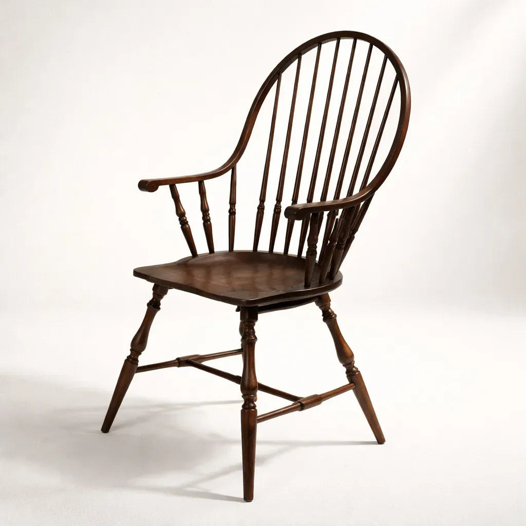 Windsor Armchair (HM-W02) British Design Solid Wood American Beech Bentwood Armchair Lounge - Walnut/Oak/Black picket and rail