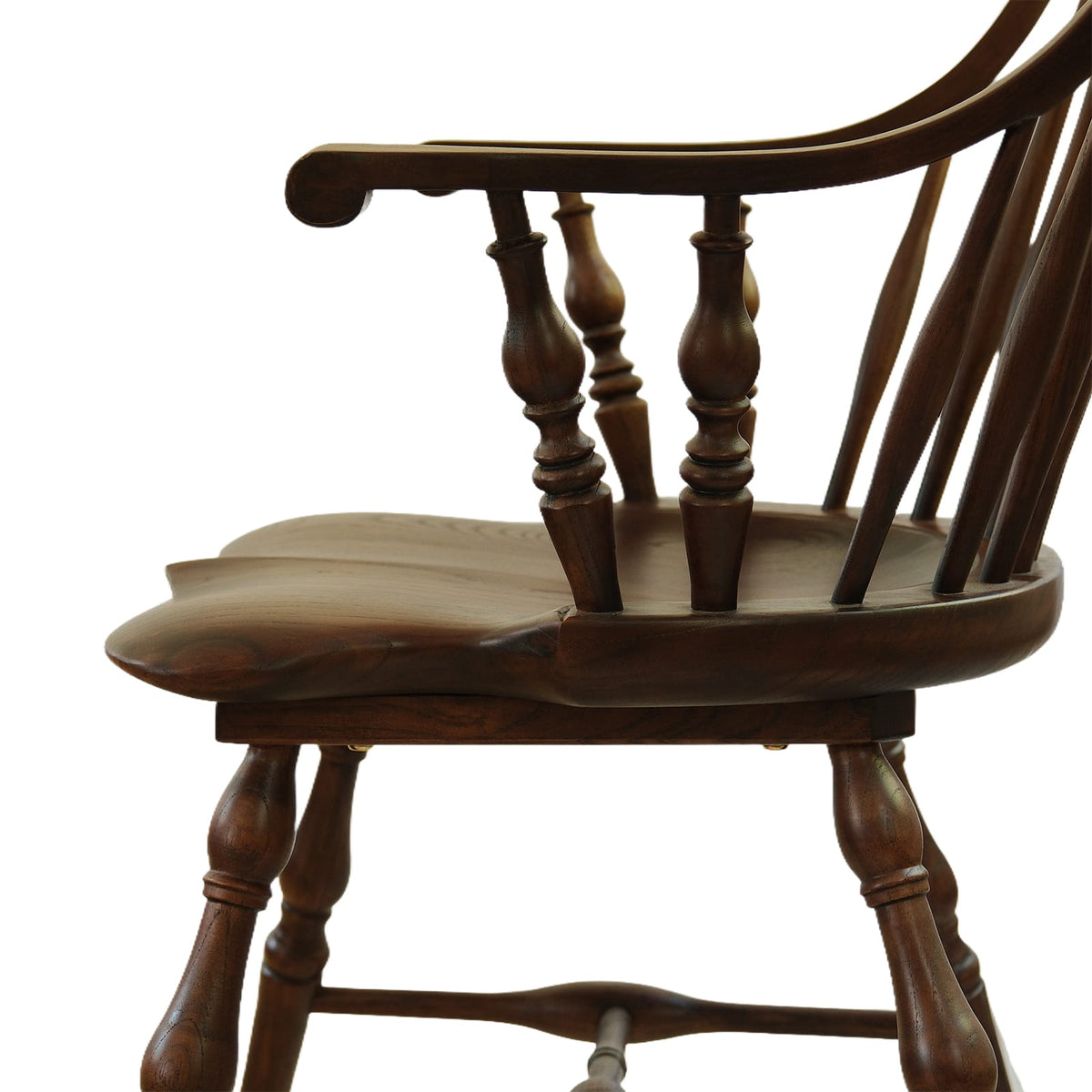 Windsor Armchair (HM-W02) British Design Solid Wood American Beech Bentwood Armchair Lounge - Walnut/Oak/Black picket and rail
