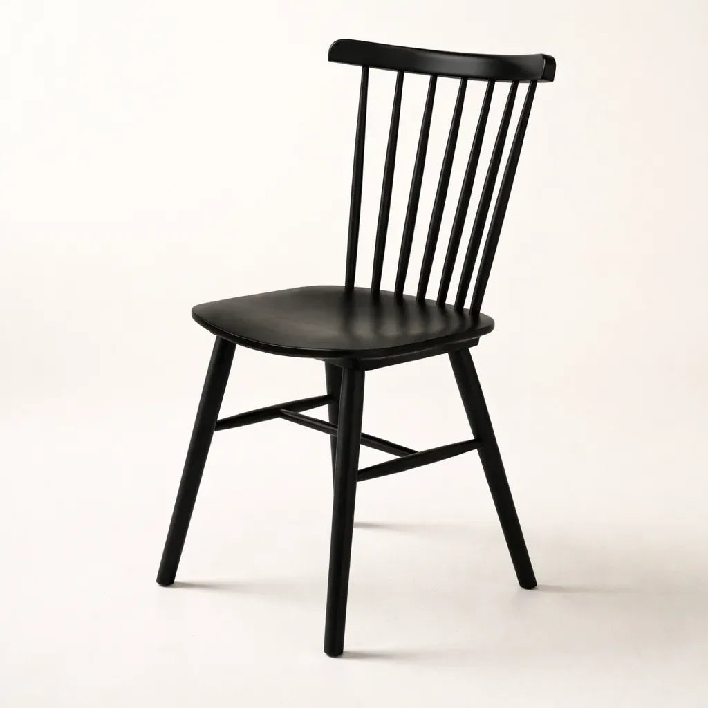 Windsor Chair (HM-W01) British Design Solid Wood American Beech Bentwood Dining Chair - Walnut/Oak/Black picket and rail