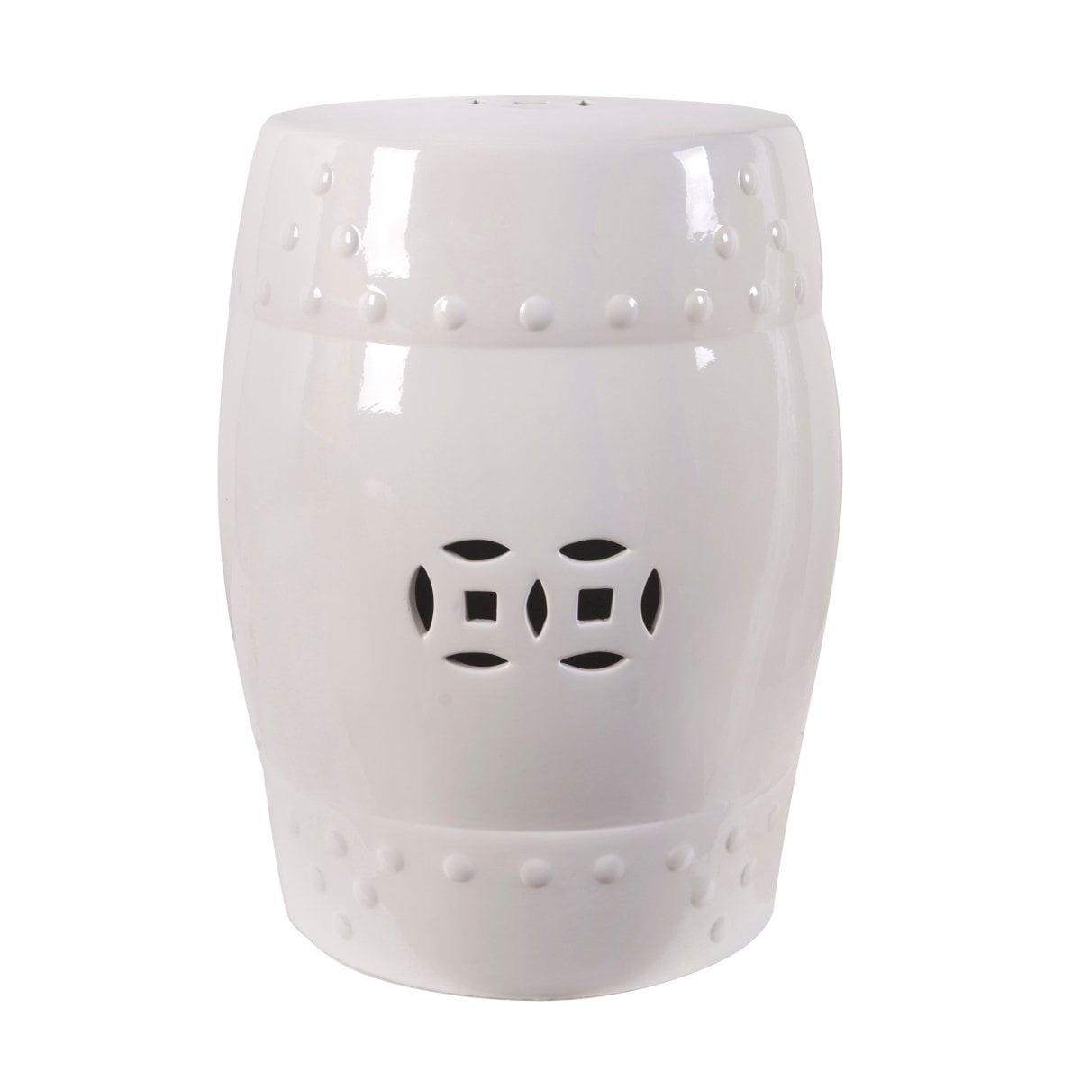 Zella Garden Ceramic Stool - White AB-68136 picket and rail
